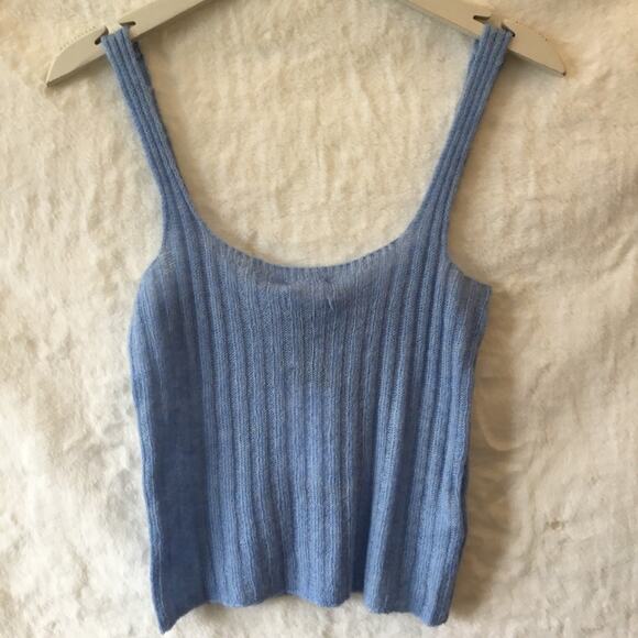 MNG Baby Blue Knitted Crop Tank Top - Picture 7 of 9